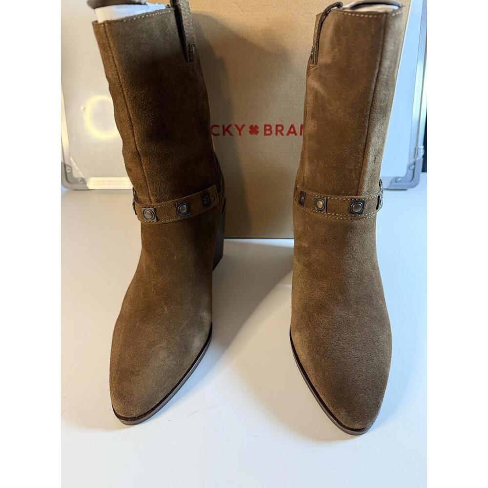 Lucky Brand Sogn Moto Bootie Women's  Desert Palm Oiled Suede Size 9 M NWB $159